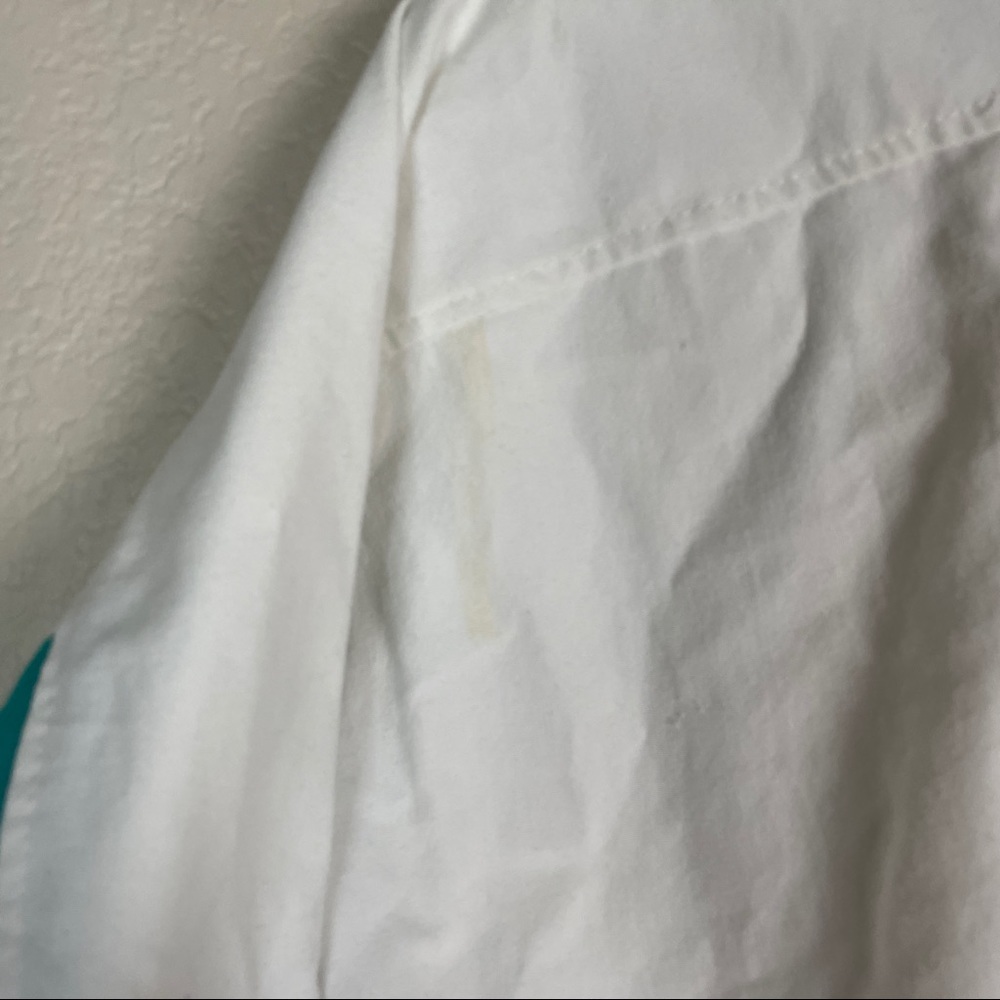 White & Teal Men's Windbreaker Pullover Jacket - Picture 4 of 11